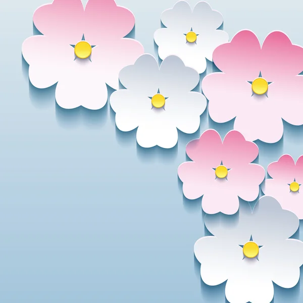 Abstrakte florale stilvolle Hintergrund mit 3D-Blumen Sakura — Stockvektor