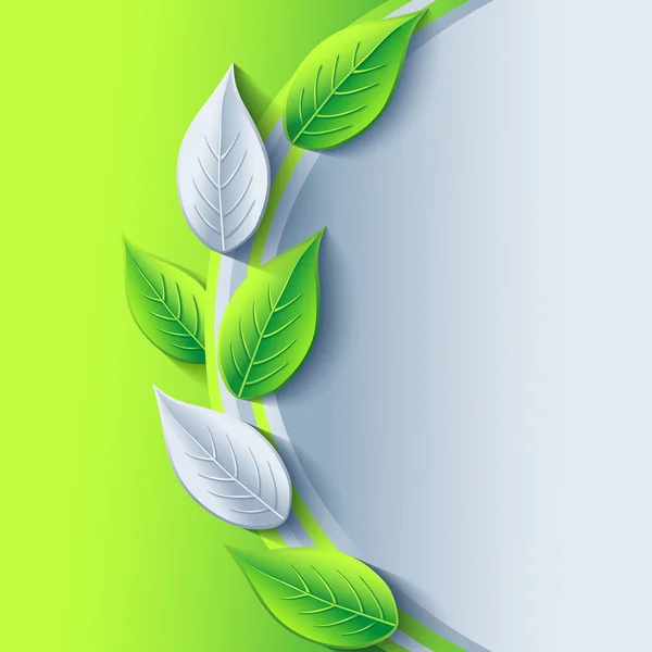 Fondo con estilo ecológico con hojas verdes y grises — Vector de stock