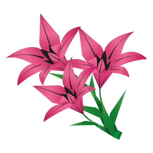 Buquê de origami lírio flor sobre branco —  Vetores de Stock