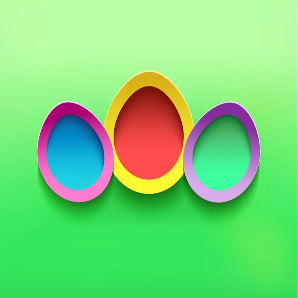 Fondo festivo con tres huevos de Pascua — Vector de stock