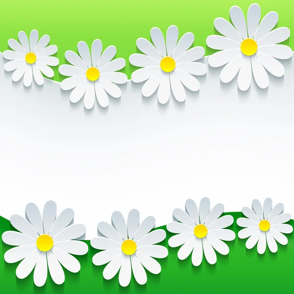 Fondo floral con estilo, 3d manzanilla flor — Vector de stock