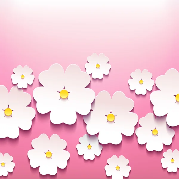 Beautiful stylish floral background with 3d flowers sakura — Stock Vector