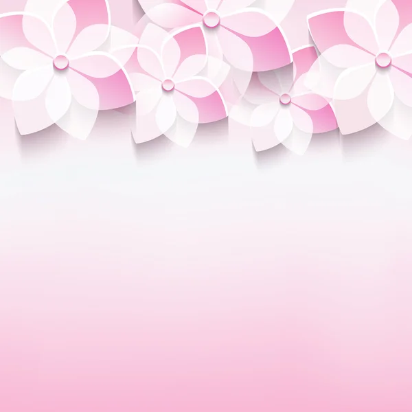 Κομψό ευχετήρια κάρτα με ροζ 3d sakura λουλούδι — Διανυσματικό Αρχείο