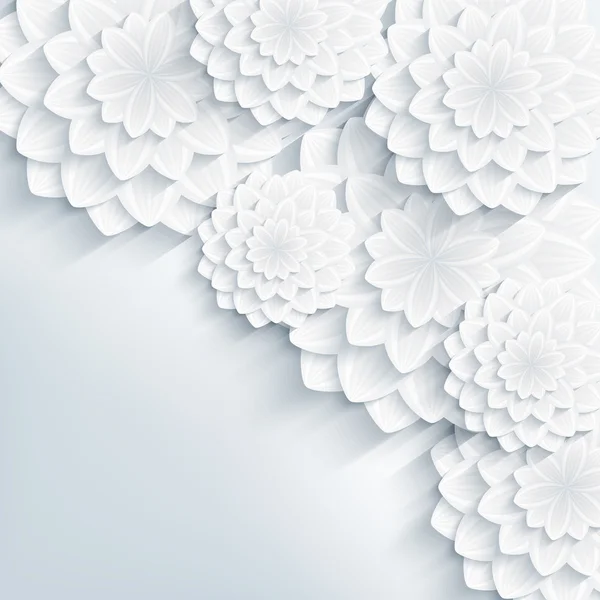 Floral elegante fundo cinza com flores 3d — Vetor de Stock