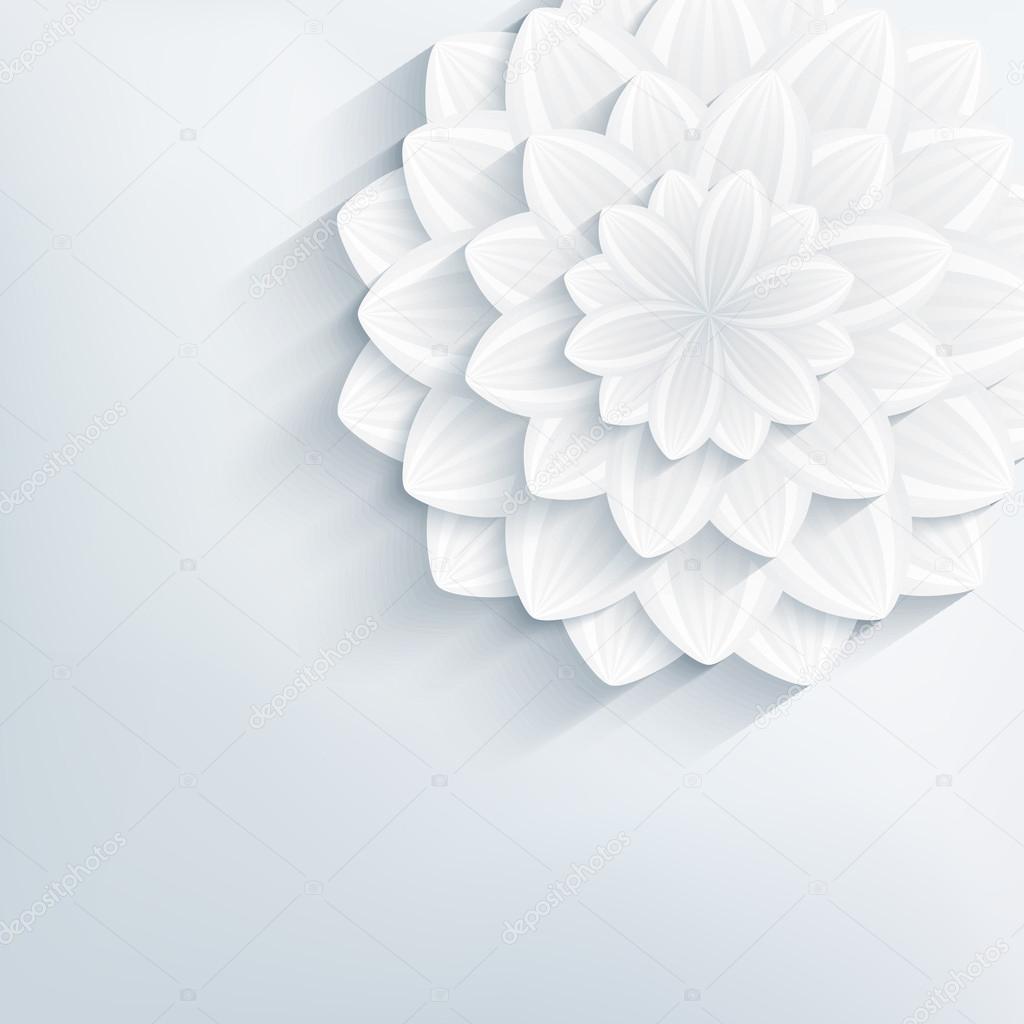Floral abstract grey background with 3d flower