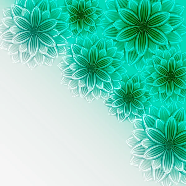 Fundo ornamental bonito com flores verdes — Vetor de Stock