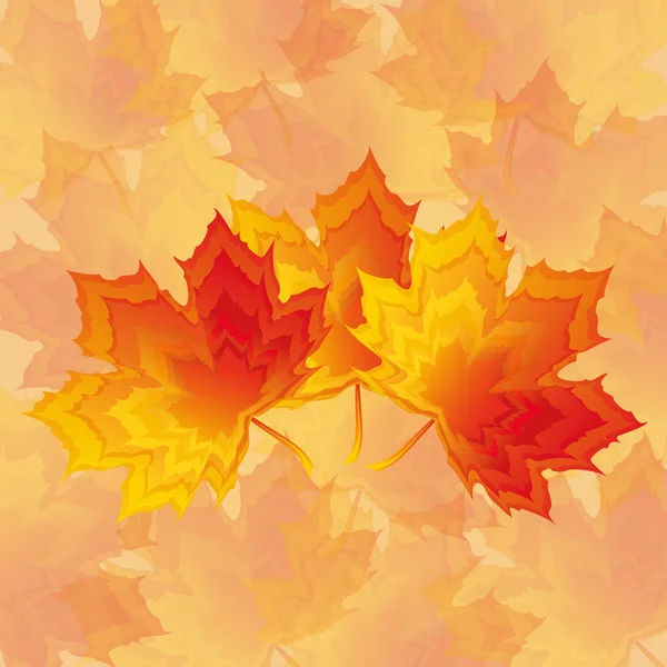 Bella carta da parati autunno con rosso - foglie d'acero gialle — Vettoriale Stock