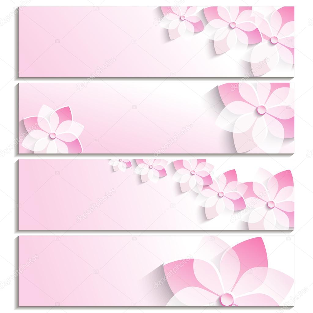 Set of banners with blossoming sakura pink Stock Vector Image by ...