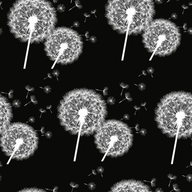 beyaz çiçekler dandelions ile Seamless Modeli