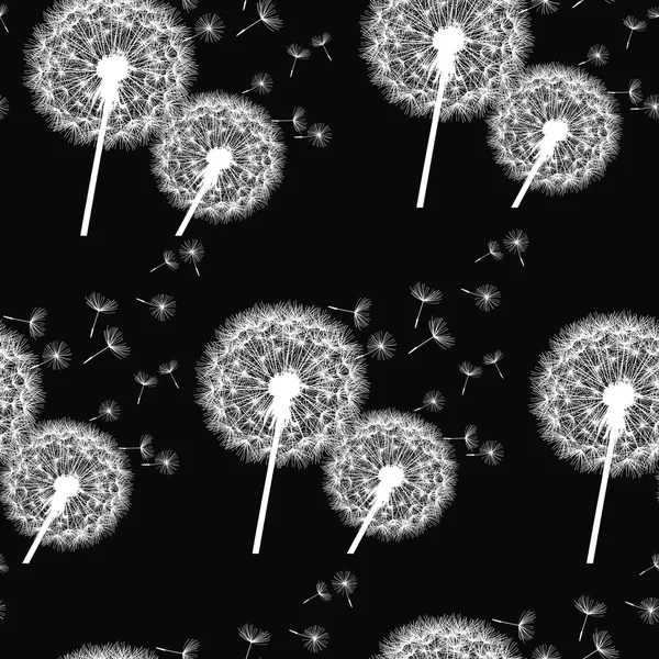 beyaz çiçekler dandelions ile Seamless Modeli