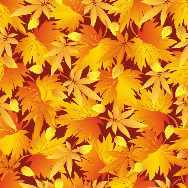 Seamless pattern with yellow, orange, red autumn leaves — Stock Vector