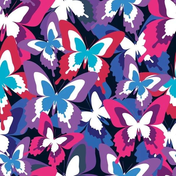 Schöne nahtlose Muster mit bunten Schmetterlingen — Stockvektor