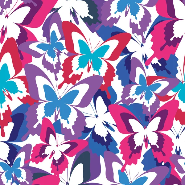 Bright seamless pattern with colorful butterflies — Stock Vector