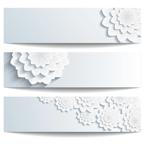 Ensemble de belles bannières avec chrysanthème 3d — Image vectorielle