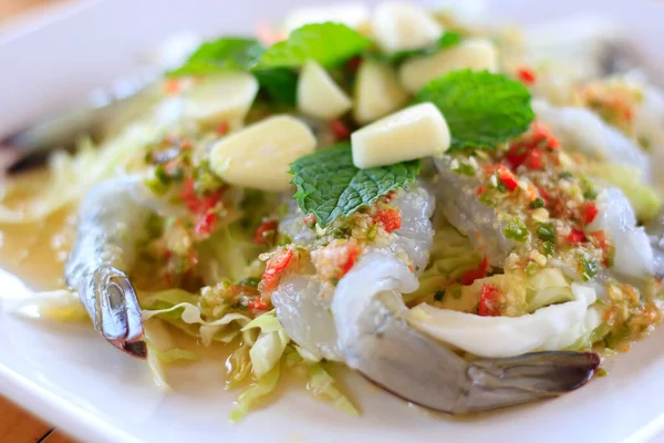 Close Camarão Molho Peixe Quente Picante Frutos Mar Tailandês Imagens Royalty-Free