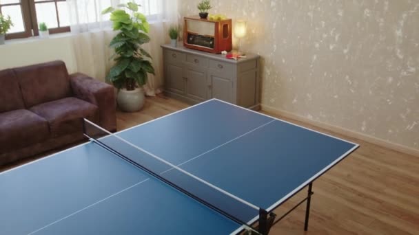 Deux Joueurs Ping Pong Très Enthousiastes Préparent Commencer Jeu Étirer — Video