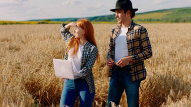 Çekici genç çiftçilerin küçük bir çiftçilik işi var. Buğday hasadının ortasında tartışıyorlar..