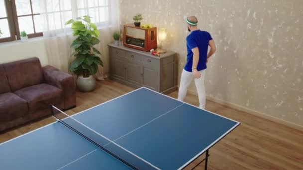 Père Fils Très Charismatiques Enthousiastes Préparent Commencer Jouer Ping Pong — Video