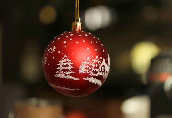 Bola Roja Decoración Navidad —  Fotos de Stock
