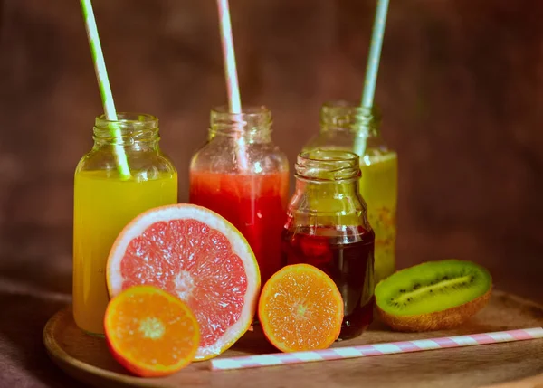 Fresh Juice Fruits Blurred Background — Stock Fotó