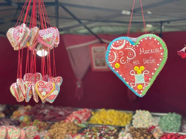 Decorações Dia Dos Namorados Mercado — Fotografia de Stock