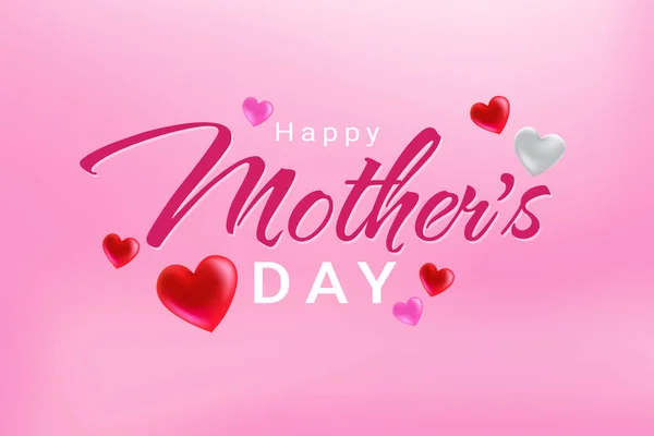 Boldog Anyák Napját Színes Szívekkel Szerelem Szimbólumával Kézzel Írott Betűtípus — Stock Vector