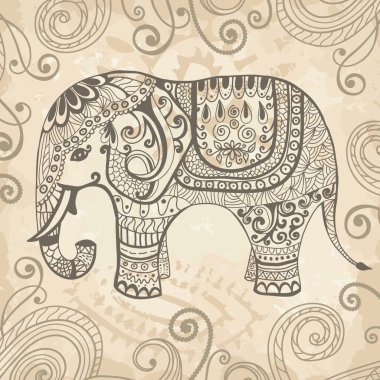 Stylized lacy elephant clipart