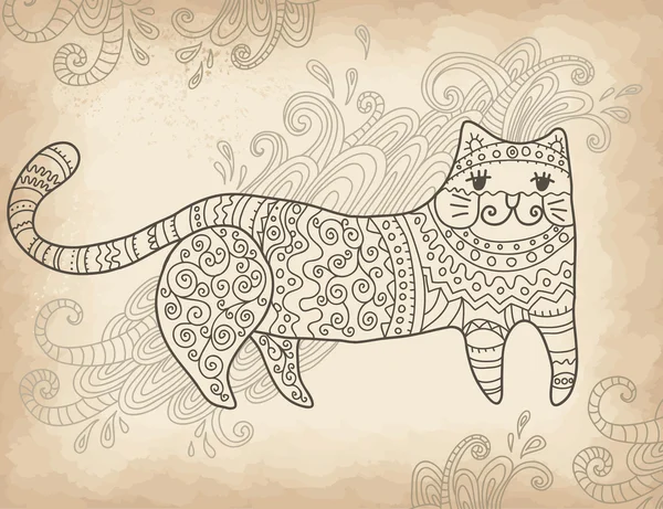Gato estilizado con dibujos — Vector de stock