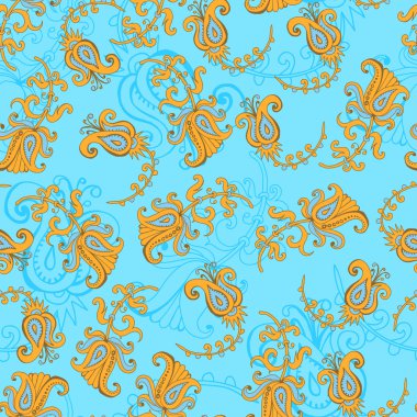 Mavi çiçekli seamless modeli