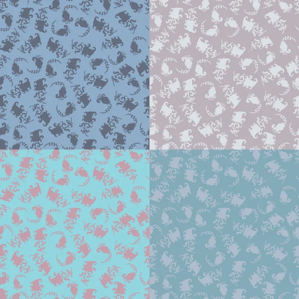 Conjunto de patrones florales sin costura — Archivo Imágenes Vectoriales
