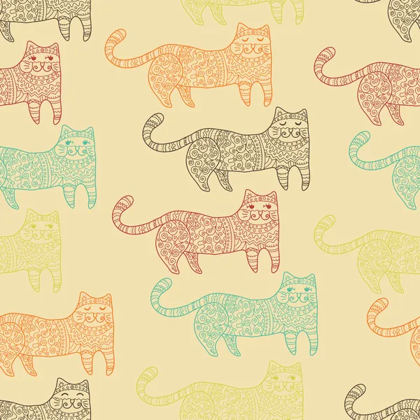 desenli kediler seamless modeli