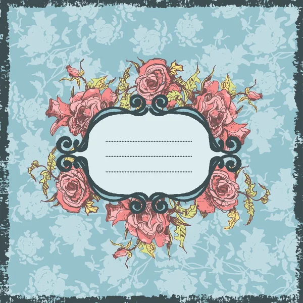 Vintage rose frame — Stock Vector