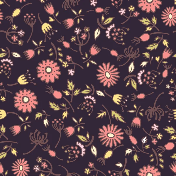 Flores de otoño patrón sin costura — Archivo Imágenes Vectoriales
