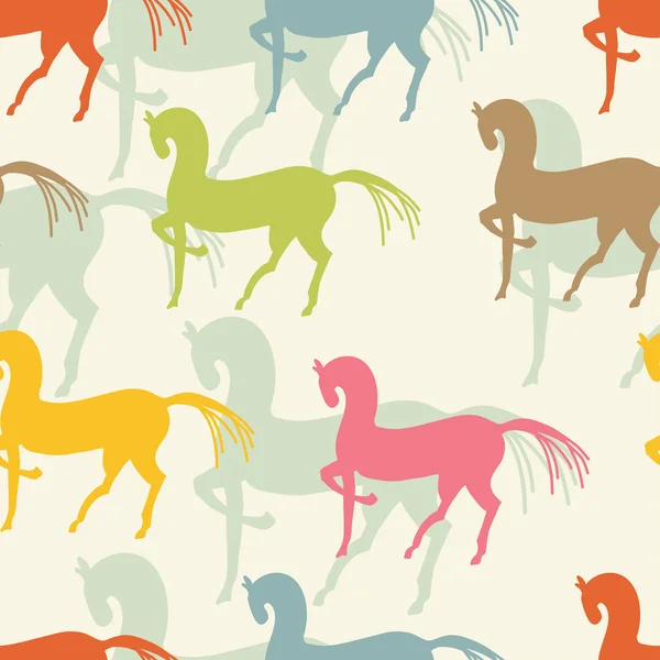 Cavalos variegados padrão sem costura — Vetor de Stock