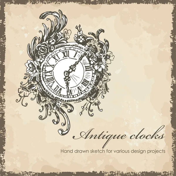 Antique clocks sketch Stock Illustration