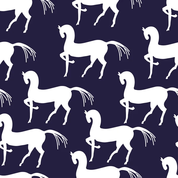 Witte paarden naadloze patroon — Stockvector