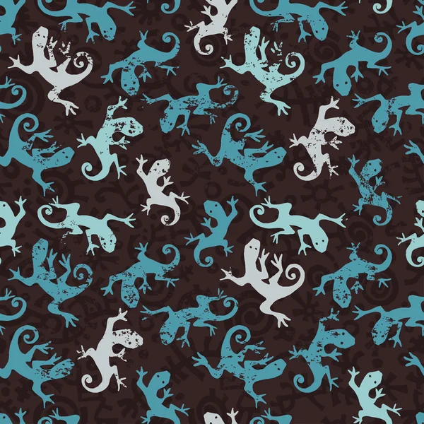 Turquoise salamanders naadloze patroon — Stockvector