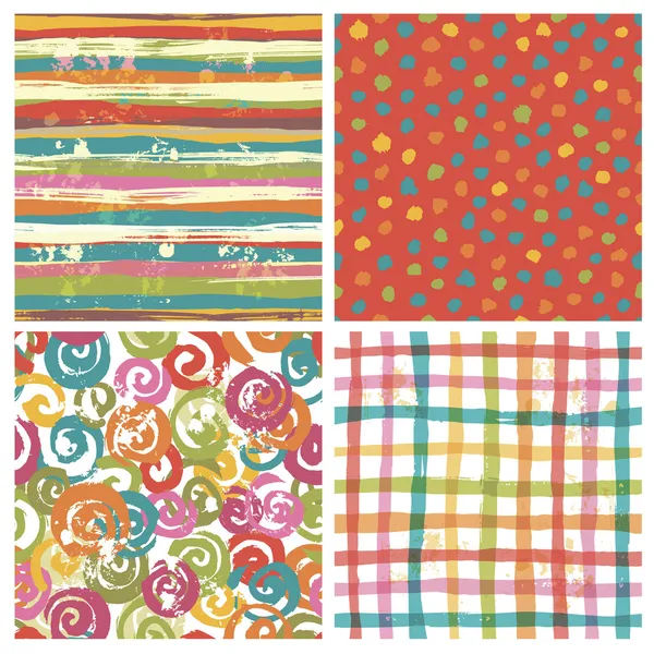 Set of four seamless bright  patterns — Stock Vector