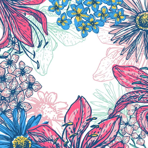 Retro verse bloemen kaart — Stockvector