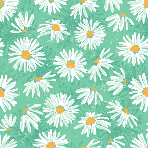 Marguerites dessinées à la main motif sans couture — Image vectorielle