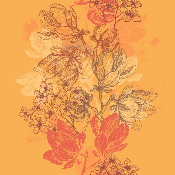Tendre dentelle fleurs de jardin frontière sans couture — Image vectorielle
