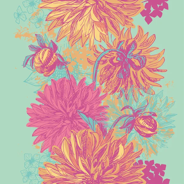 Vintage floral verticale naadloze rand — Stockvector