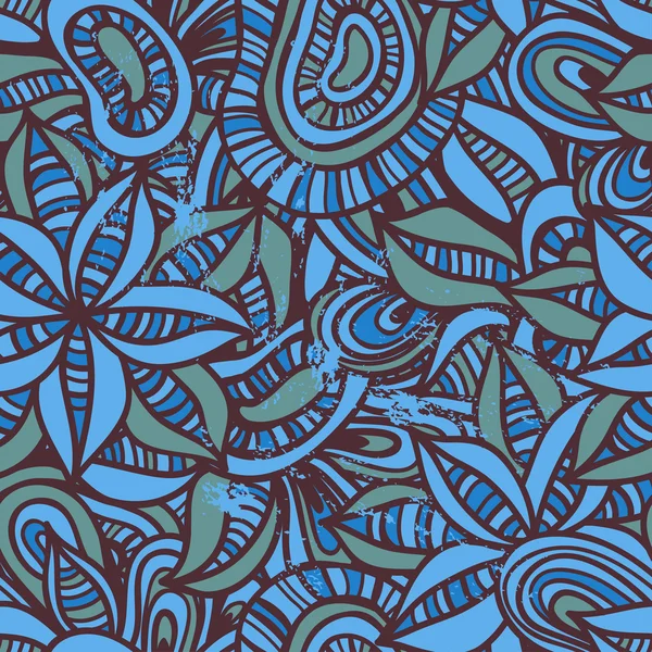 Бесшовный рисунок с абстрактными цветами и перьями — стоковый вектор