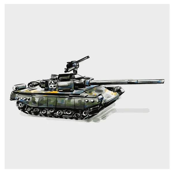 Sketch Tank Battlefield - Stok Vektor