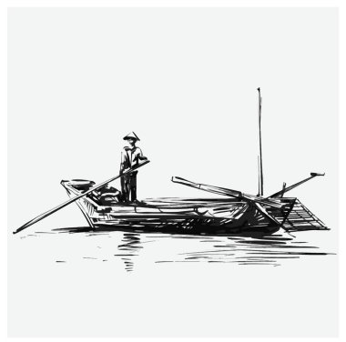 Sketch of the fisherman in Vietnam 