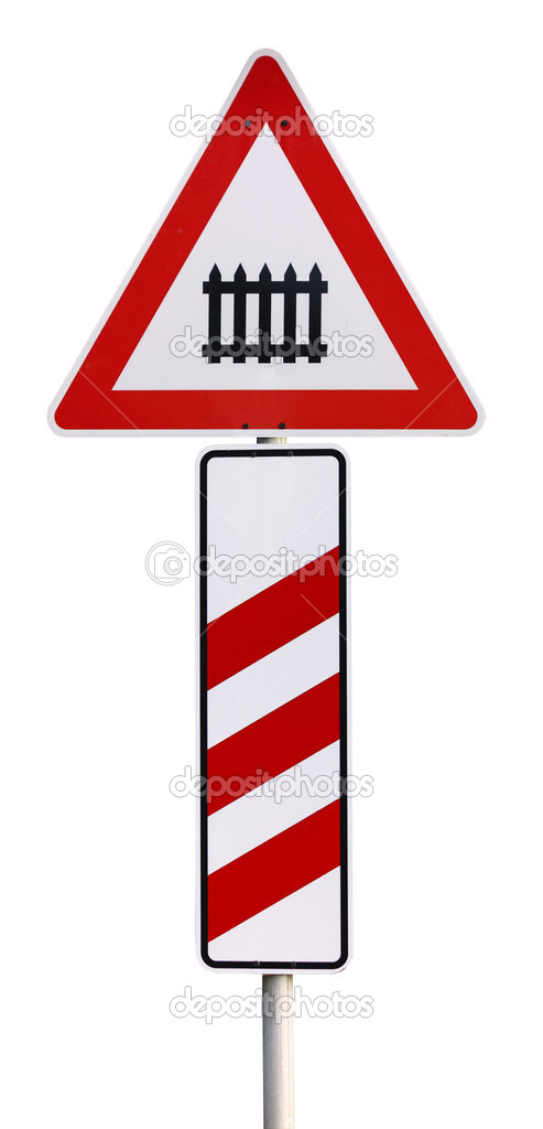 Railroad Level Crossing Sign Isolated On White Stock Photo C Beachboy
