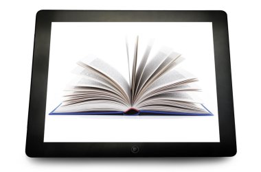 tablet bilgisayar ile kitap açık