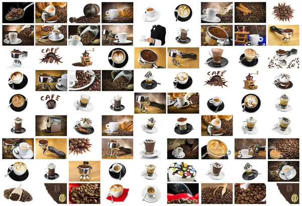 Kaffee und Cappuccino Collage — Stockfoto