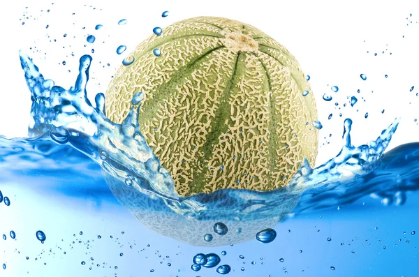 Cantalupe melon splash — Zdjęcie stockowe