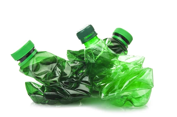 Three bottles of green plastic Stock Photo